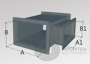 Тройник прямоугольного сечения с прямоугольной врезкой