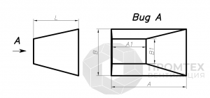 Переход прямоугольное сечение на прямоугольное сечение (односторонний левый, тип 4)