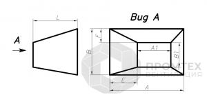 Переход прямоугольное сечение на прямоугольное сечение (с нестандартным смещением, тип 6)
