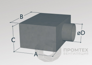 Пленум под решетку с боковой круглой врезкой